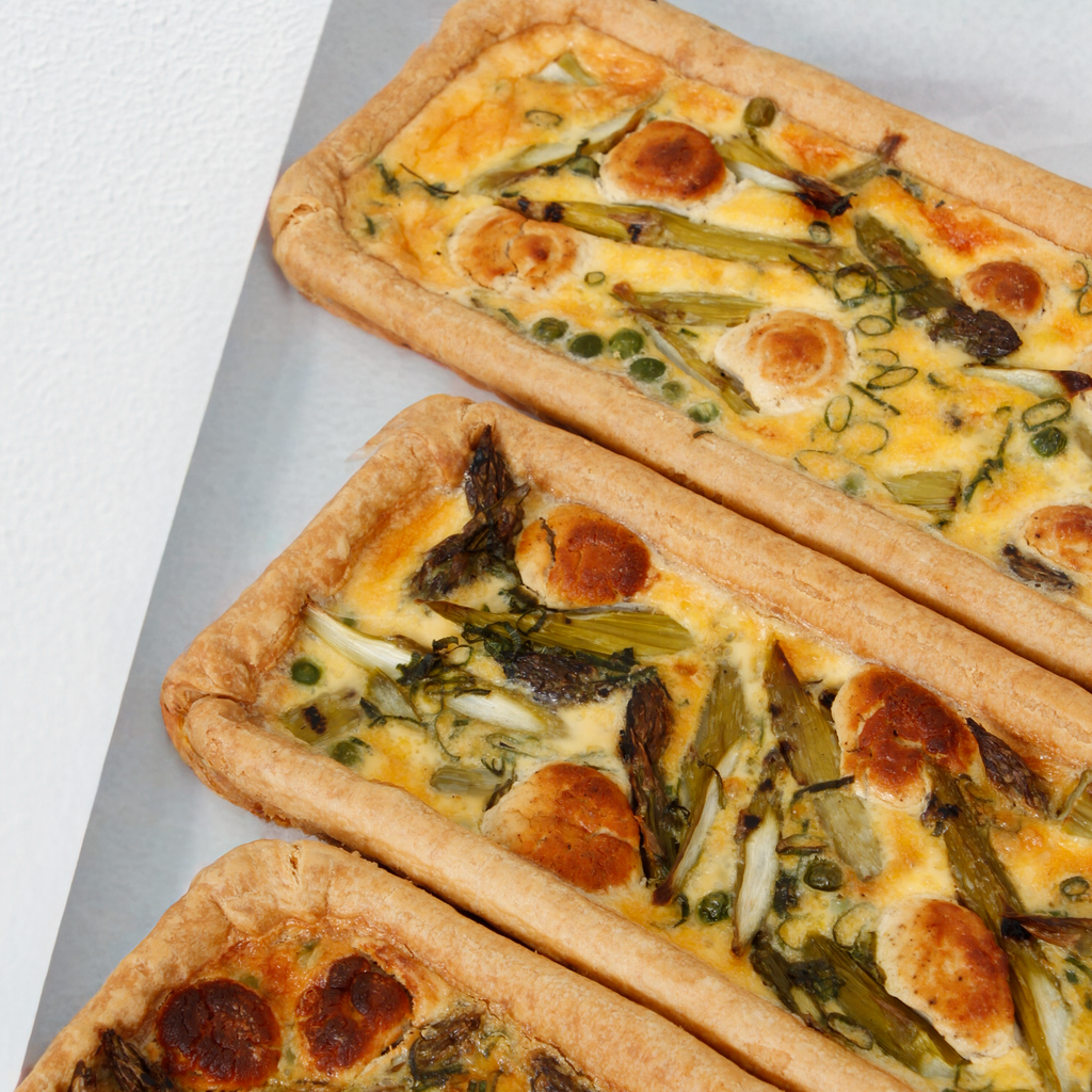 Asparagus, Pea & Goats Curd Long Tart