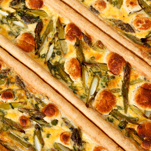 Asparagus, Pea & Goats Curd Long Tart