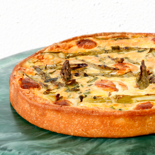 Asparagus, Pea & Goats Curd Round Tart