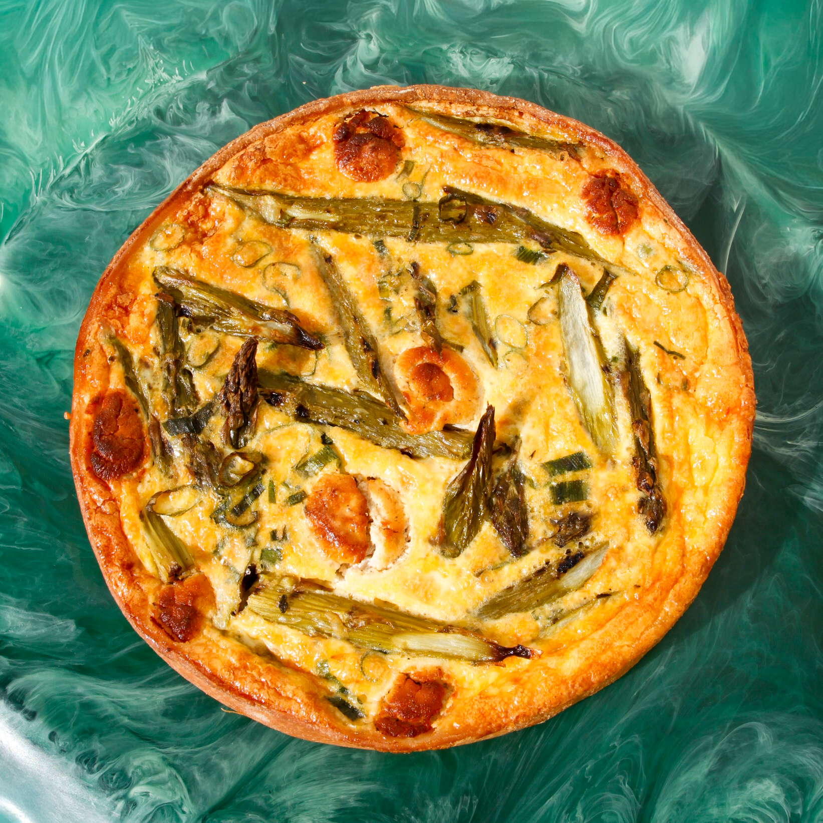 Asparagus, Pea & Goats Curd Round Tart