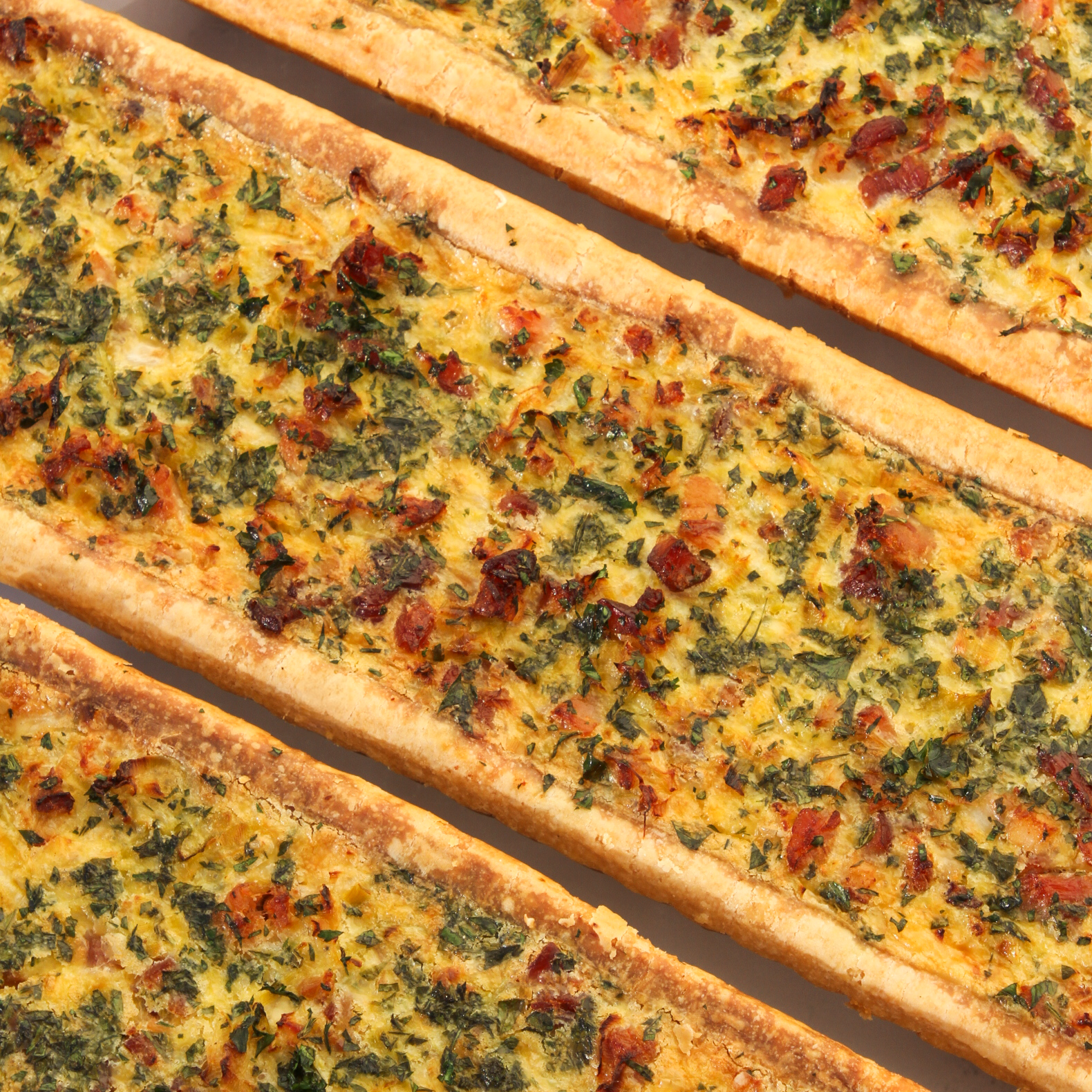 Bacon, Leek & Swiss Cheese Long Tart