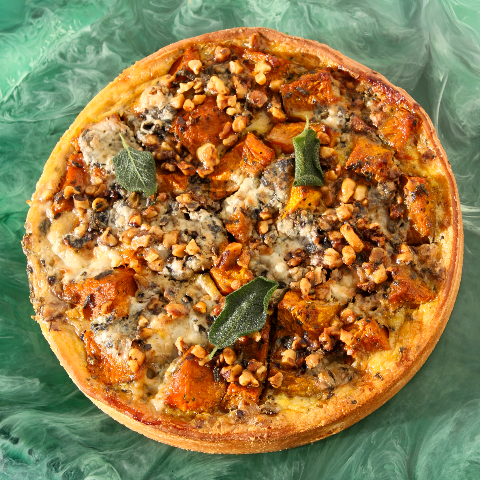 Roasted Pumpkin, Sage & Walnut Round Tart
