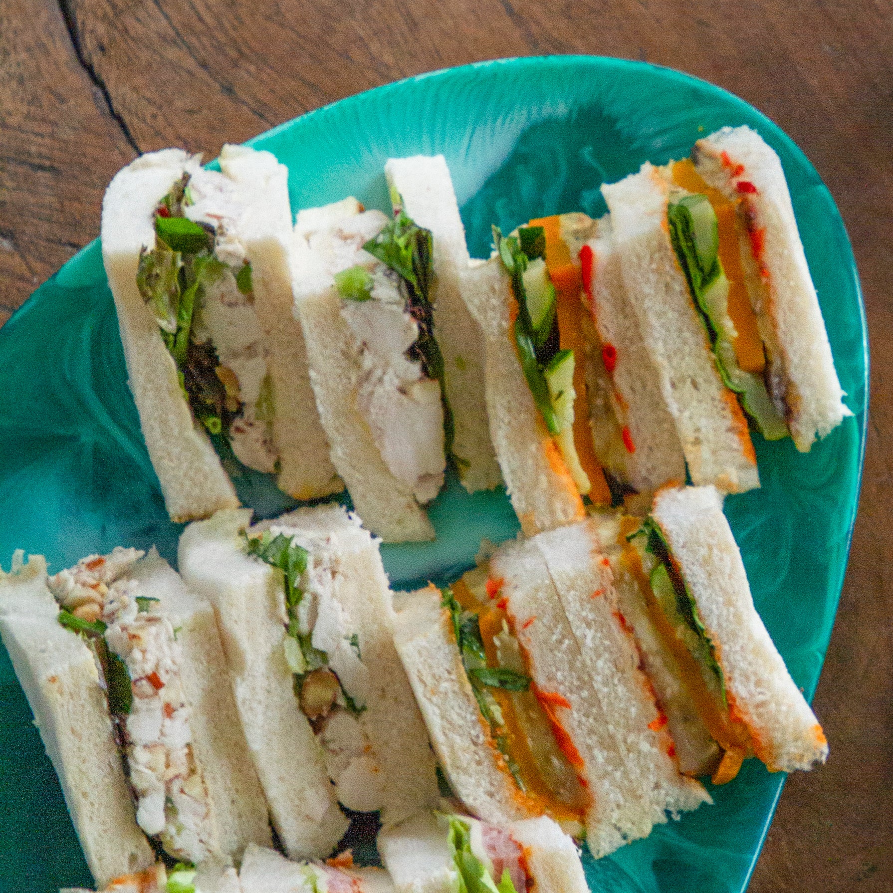 Chicken & Nut Sandwich Triangles