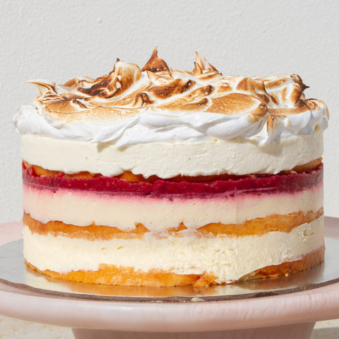 Lemon Raspberry Meringue Cake