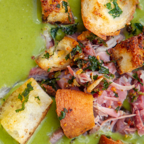 Green Pea, Spinach & Ham Soup