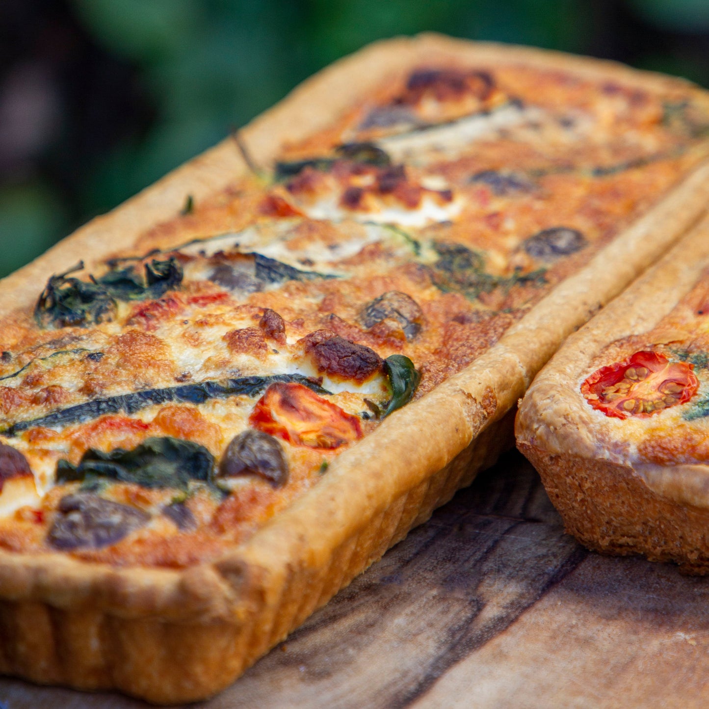 Long Mediterranean Vegetable, Olive and Goats Cheese Tart