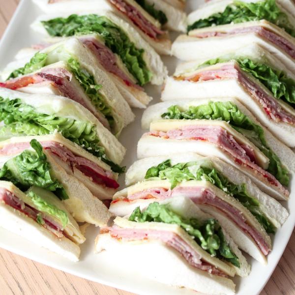 Ham, Swiss Cheese & Tomato Relish Sandwich Triangles