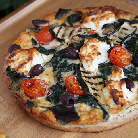 Round Mediterranean Vegetable, Olive and Goat Cheese Tart