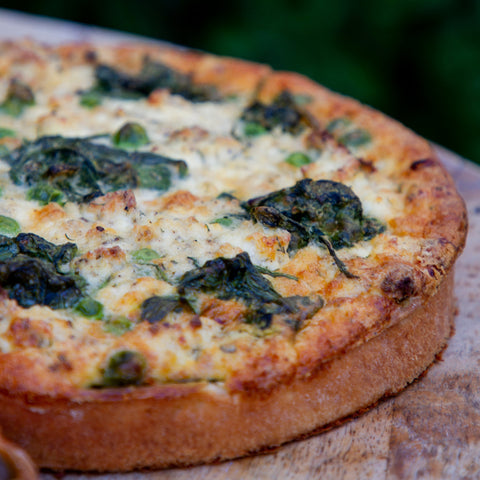 Round Spinach, Peas, Ricotta and Onion Tart